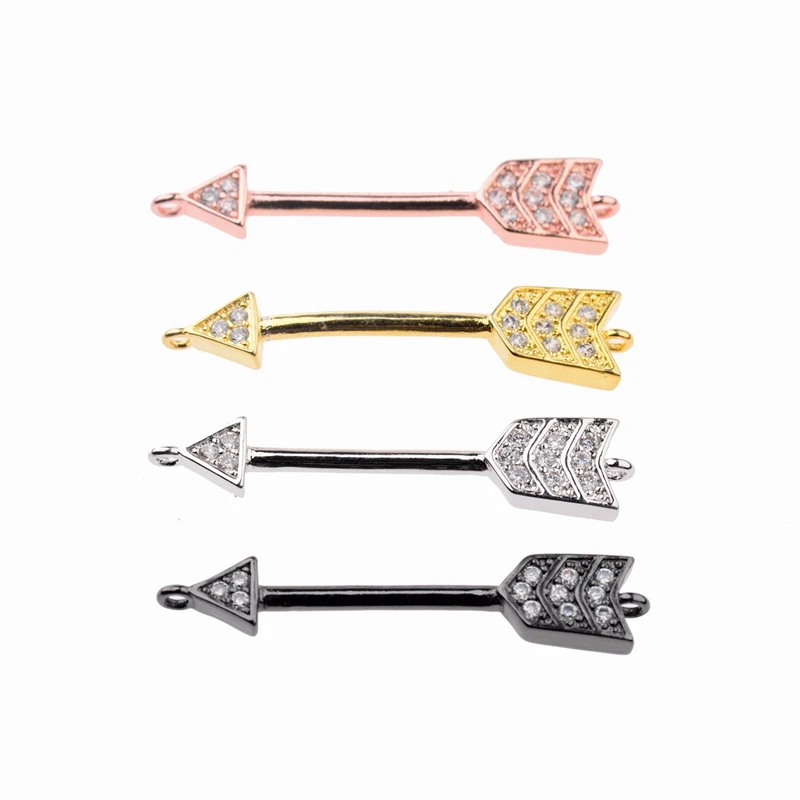 

2018 NEW Copper Arrow Bracelet Jewelry Connector Gold Silver Black Micro Pave CZ Necklace Pendant DIY Jewelry Wholesale