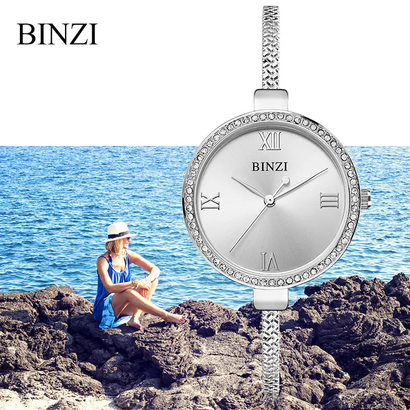 Luxury/fashion Brand  Rose Gold Women Dress Watches Ladies Stainless Steel Wristwatches Female  Rhinestone Girls Gift Clock 2019