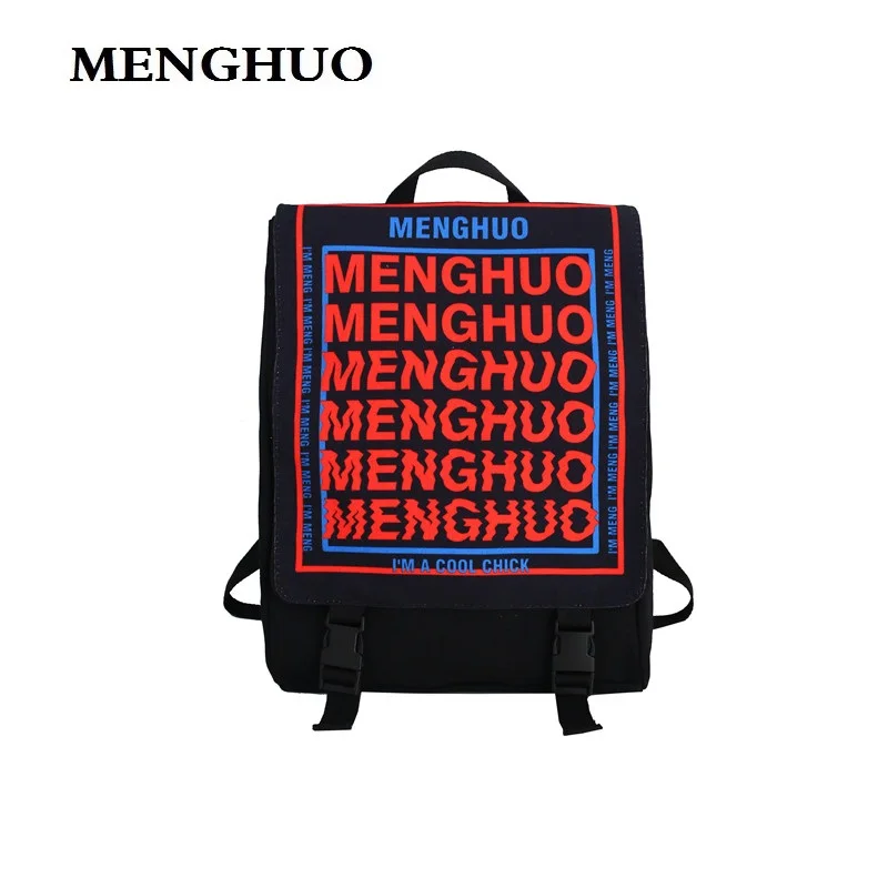 

MENGHUO Lover's Rucksack Backpack female mochilas Women Canvas Backpack Men Fashion Cover Book Bag Letter Print School Bagpack