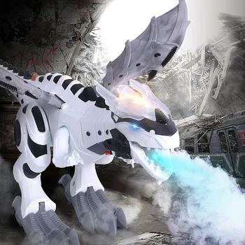

Kids Amazing White Electronic Spray Mechanical Pterosaurs Light Sound Electronic Intelligent Walking Dinosaur Robot Model Toy