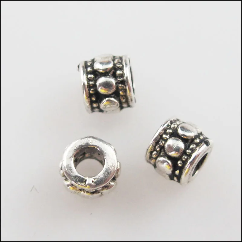 

50Pcs Tibetan Silver Tone Tiny Round Tube Spacer Beads Charms 4mm