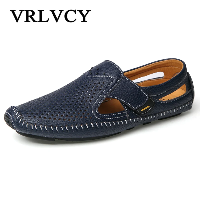 

2018 summer new men's sandals business dress shoes perforated casual shoes