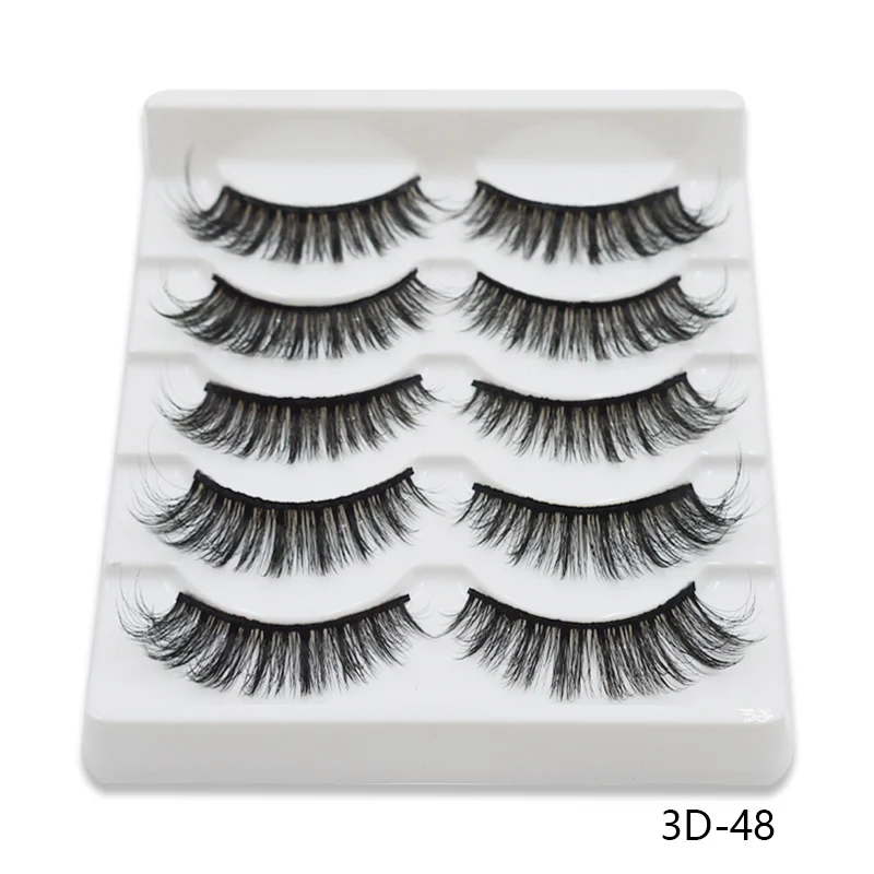 QSTY 5 pairs natural false eyelashes fake lashes long makeup 3d mink lashes eyelash extension mink 2