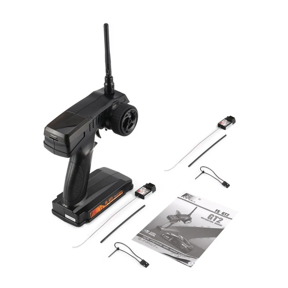 

Flysky 2.4G FS-GT2 2CH AFHDS Gun Radio Model RC Transmitter Remote Controller with Two FS-GR3E Receiver for RC Car Boat