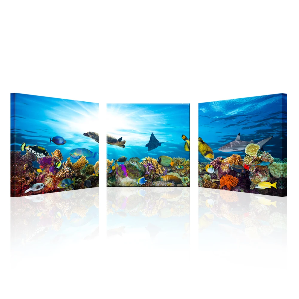 Magical Sea World Canvas Print Underwater Ocean Coral and Fish Canvas
