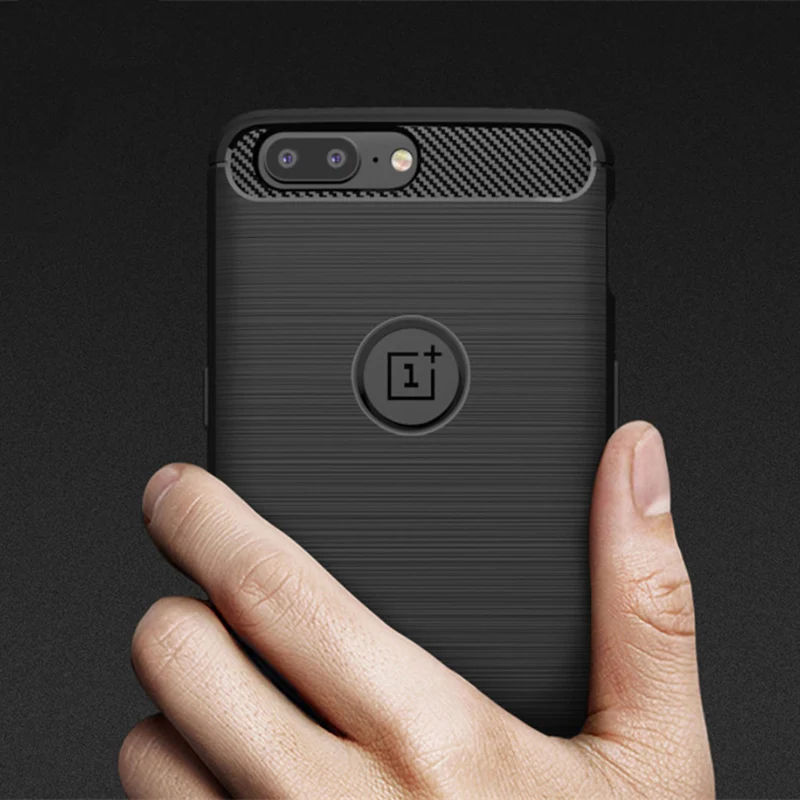 Oneplus 5t Case Carbon Fiber One plus 5 t Case Brushed Silicone Protective Back Cover Shockproof