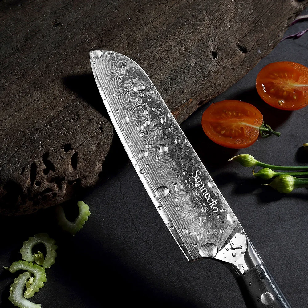 Sunnecko японский нож Santoku из дамасской стали 5 дюймов VG10 острое лезвие бритвы