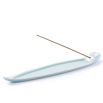 

PINNY Ceramic Boat Incense Holder Zen Stick Incense Burner Jingdezhen Porcelain Room Decoration Meditation Sandalwood Censer
