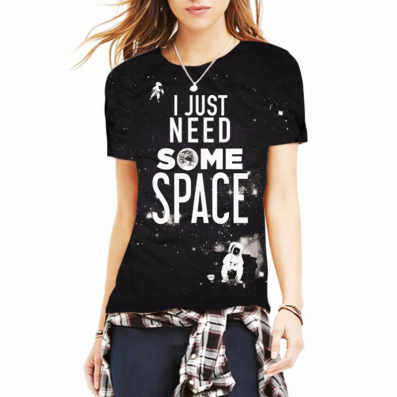 

Raisevern Harajuku New 3D T Shirts I Just Need Some Space T-Shirt Women Men Harajuku Summer Outfit Tee Tops Dropship