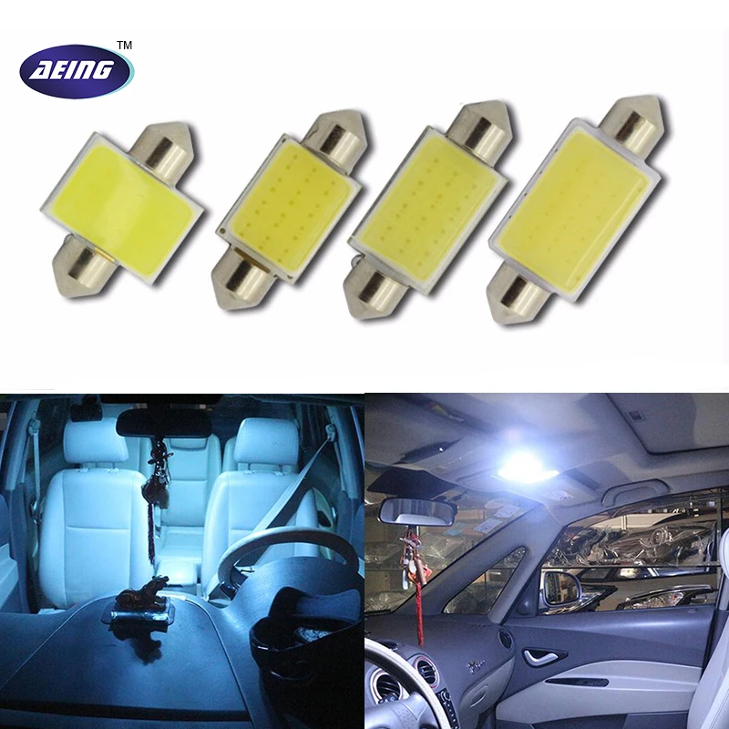 AEING 12V двойной наконечник LED COB белый/голубой лед 31 мм/36 мм/39 мм/41 мм 42 внутренний