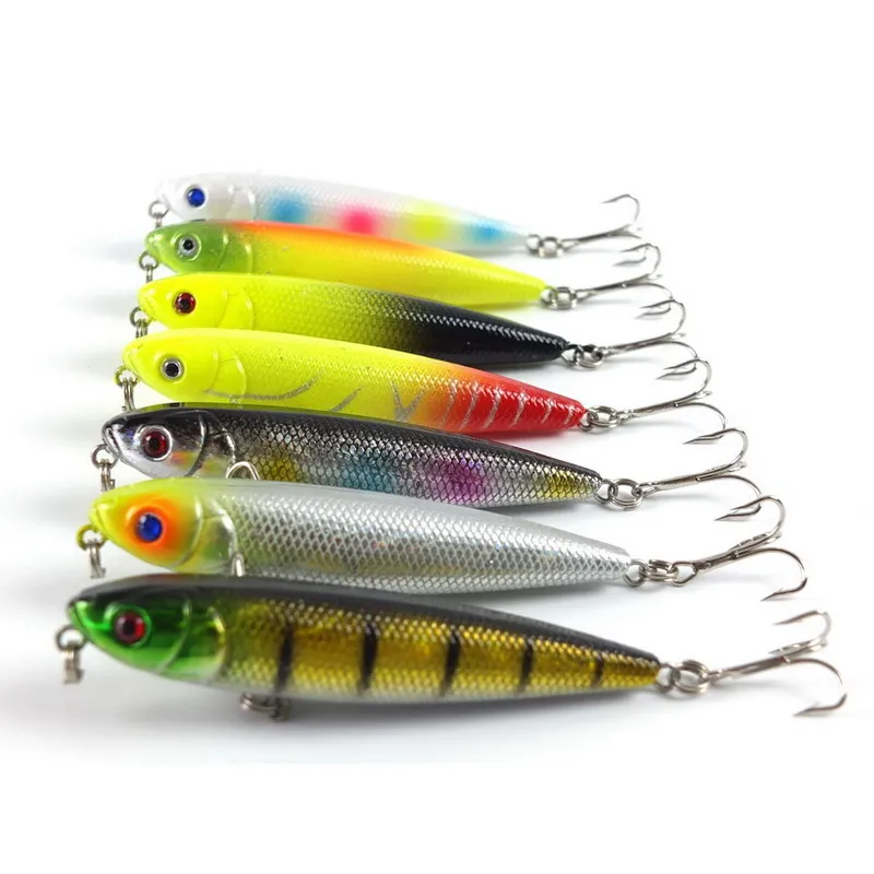 

Pesca 8CM/8.6G 7PCS/LOT fishing lure fishing bait pencil minnow Popper bass lure fishing tackle isca artificial topwater wobbler