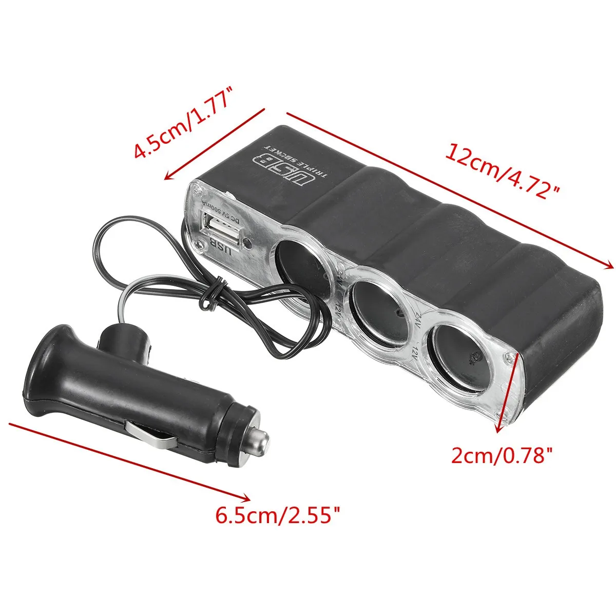 Автомобильный 3 полосный разветвитель прикуривателя USB адаптер зарядное