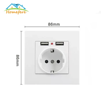 

EU Plug Socket Dual USB Port socket Wall Charger Adapter Charging 2A Wall Charger Adapter Power Outlet white POP sockets CE