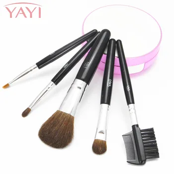 

Hot Pro 5PCS YAYI Makeup Professional Pony Hair Cosmetic Brush Set Mini Professional Kit Facial Brushes Black Cute Gift