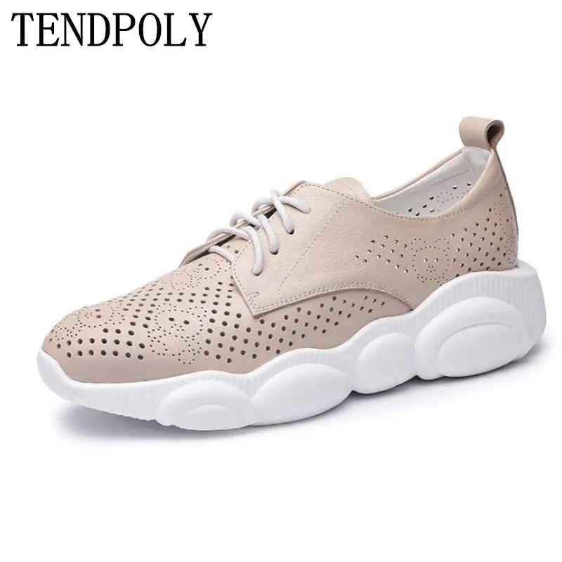 

New casual women's shoes autumn hot sale leather hollow white shoes fashion comfortable breathable wild women's single shoes
