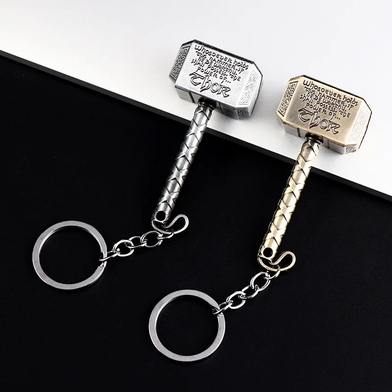 

Infinity War Avengers 3 Marvel Thor's Hammer Mjolnir Keychain Toys Silver Metal Thor Odinson Hammer Keyring Key Chain Kids Toys