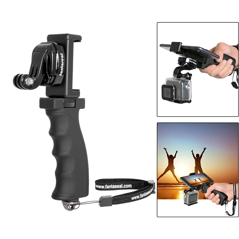 

Fantaseal Camera Stabilizer Hand Grip + Smartphone Clip Mount for iPhone Xiaomi Samsung Eken H9R Xiaoyi Mijia Garmin Action Cam