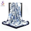 [BYSIFA] China Style Blue White Silk Scarf Cape 2017 New Design Ladies Muslim Head Scarf Printed Fashion Accessories Satin Scarf 1