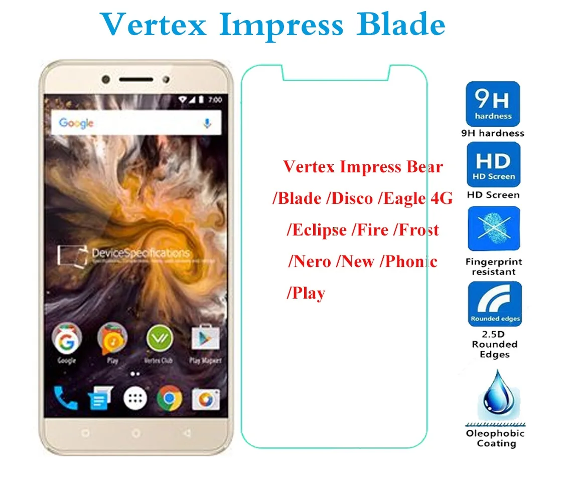 Закаленное стекло для экрана Vertex Impress Bear Защитное Blade Disco Eagle 4G Eclipse Fire Frost Nero New Phonic