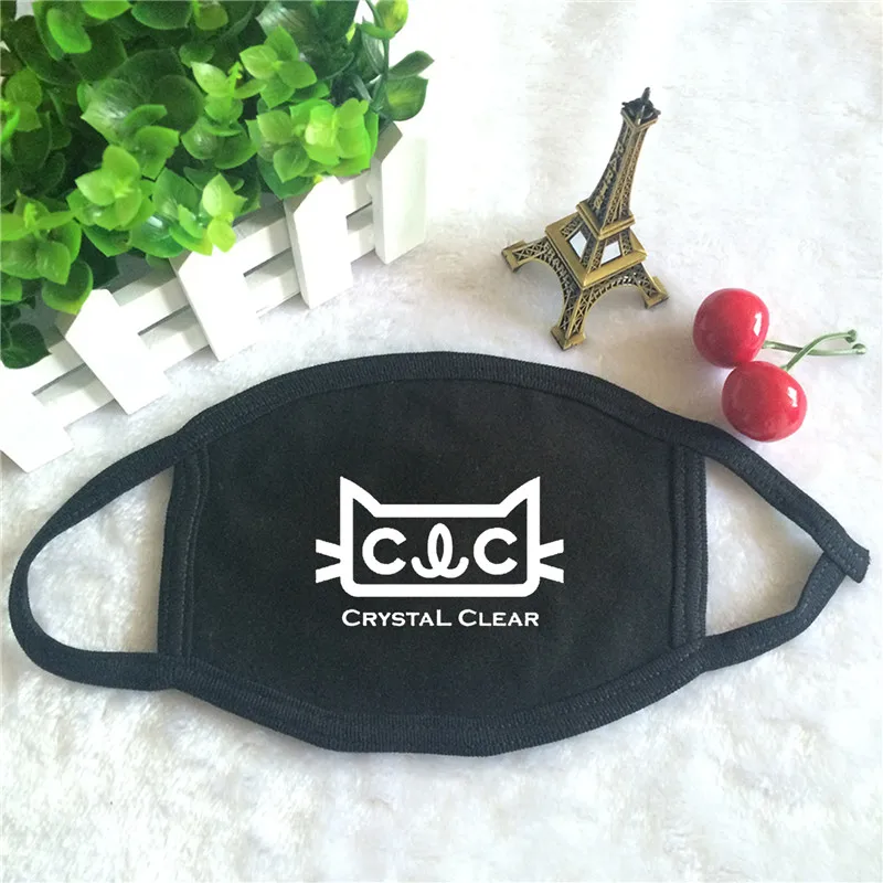 

Kpop CLC Crystal Clear Album Logo Print K-pop Fashion Face Masks Unisex Cotton Black Mouth Mask