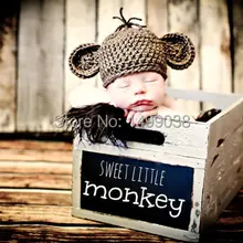 Ручной работы наряд для фото новорожденных Детские Обезьяна Hat
