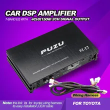 Amplificador dsp carro de puzu com cabo de fábrica apto para carros toyota construído em 4ch a 6ch para subwoofer rca saída processador de áudio