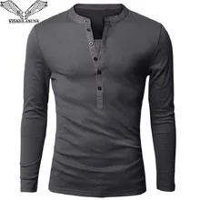 VISADA JAUNA, Мужская футболка с длинным рукавом, повседневная мужская футболка, облегающая, хорошее качество, однотонная, мужская, Корейская версия, футболка N11