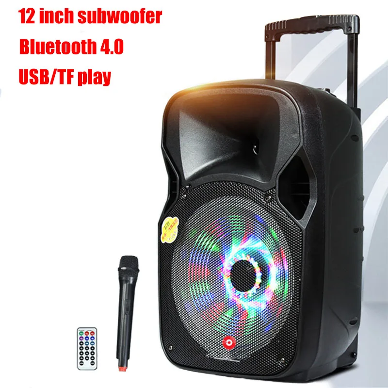 

12 Inch 30~200W Peak Power Outdoor Speakers Wireless Bluetooth USB TF FM Remote Control Rechargeable With One Wireless MIC