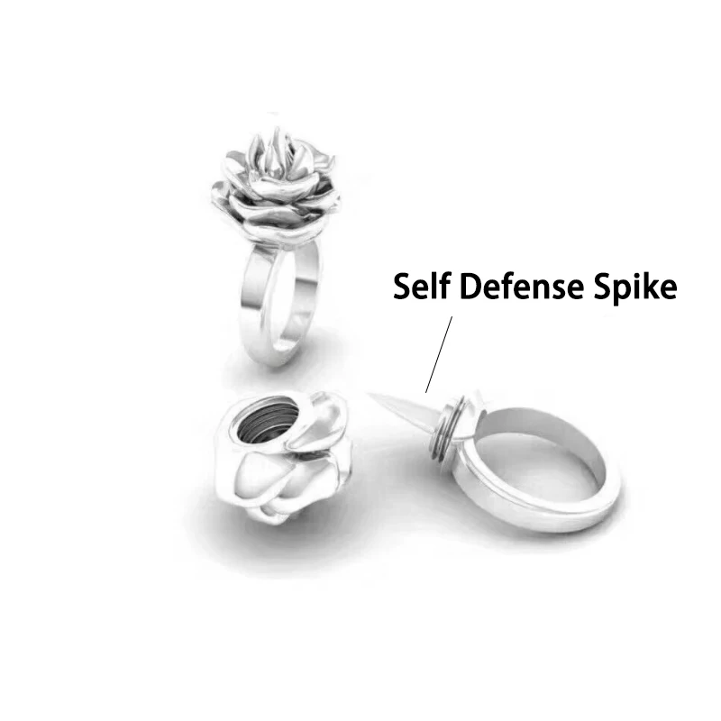Женское наружное личное кольцо с розой для самозащиты с шипами, защита от волка, металлическое колючее кольцо с розой, разбитое окно