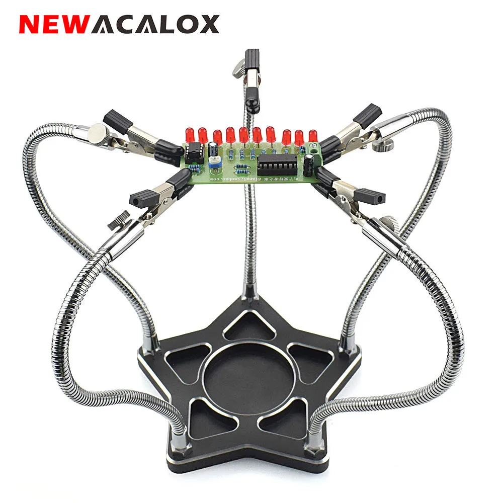 

NEWACALOX 5pcs Flexible Arms Third Pana Hand Soldering Helping Hands Multifunction Soldering Station Vise Welding Repair Tool