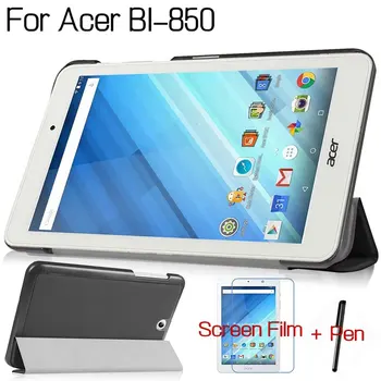 

Top Quality Magnetic Stand Flip PU Leather Cover for Acer Iconia One 8 B1-850/B1 860 8" Tablet Funda Case+Free Screen Film+Pen