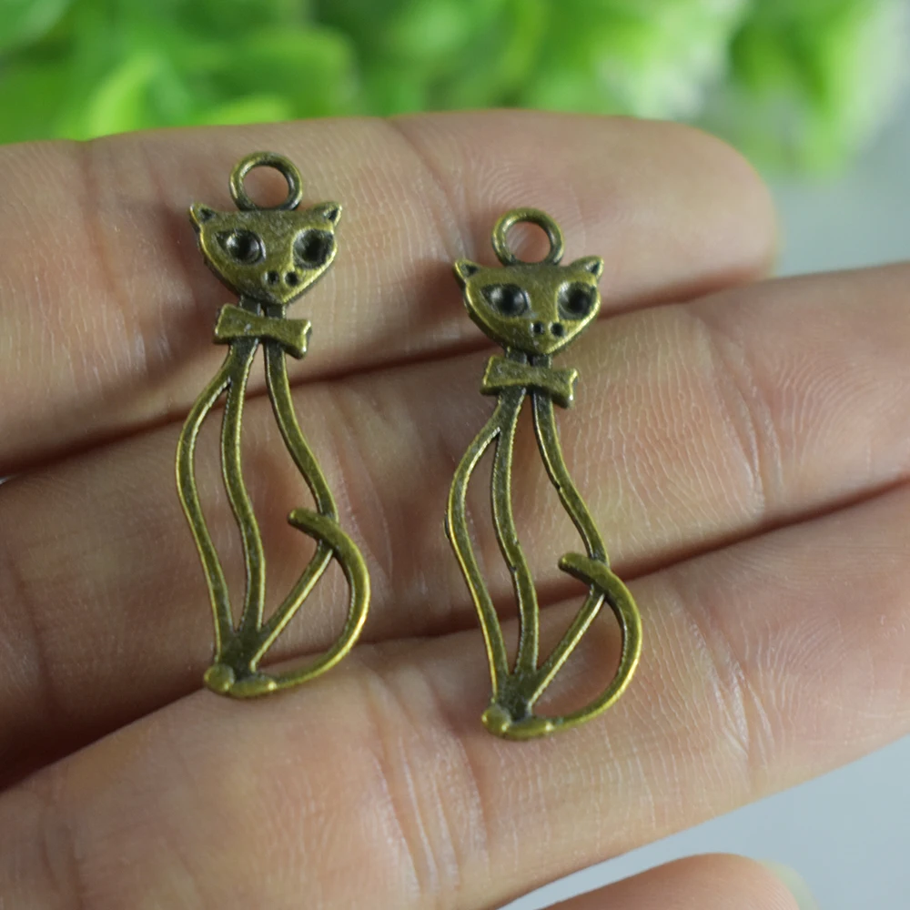 20pieces 33x10mm Antique Bronze Charm Pendant Cat Jewelry Making DIY Handmade Craft | Украшения и аксессуары