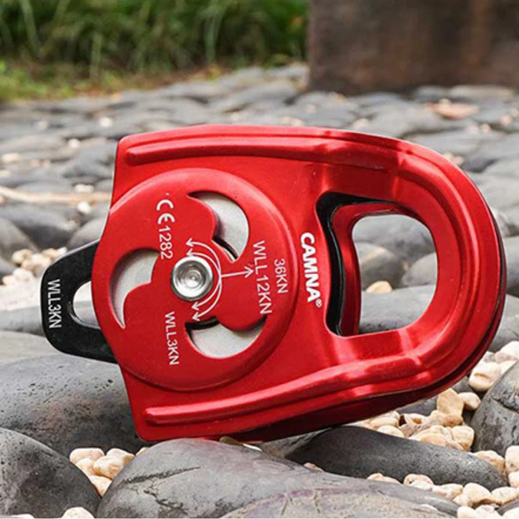 

36kN CE Certified Large Rescue Pulley Double Sheave with Swing Plate Outdoor Rock Climbing Rescue Mountaineering Equipment