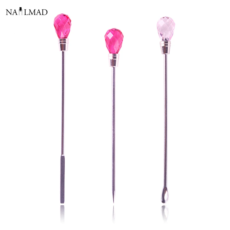 

1pc Stainless Stirring Rod Tool for Mixing Nail Polish UV Gel Nail Dotting Tools Rhinestone Picker Needle Nail Art Tool