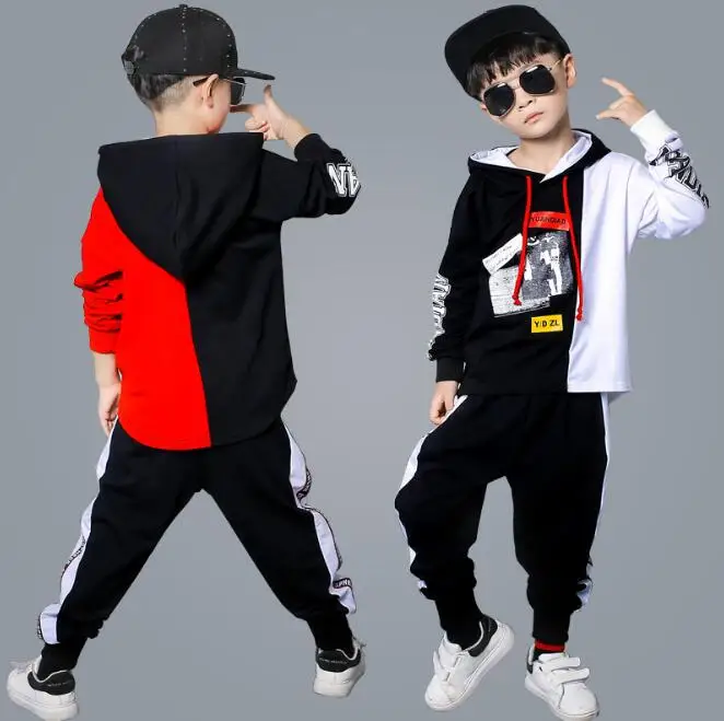

2018 Autumn Big Boys clothing set hip hop style Kids hoodies + Haren pants vetement garcon Dance Streetwear 4 6 8 10 12 14 Years