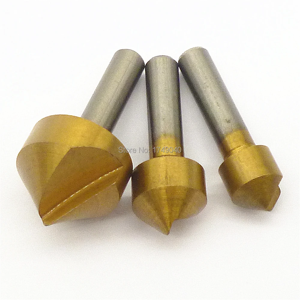 3pc Single Flute 90 Degree Edge Chamfer Drill 3/8 1/2 3/4 Inch