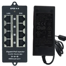 4 порта гигабитная мощность по Ethernet PoE инжектор для устройств 802.3af/пассивный 802.3at с 48v60w Источник питания: GPOE-4A-48v60w