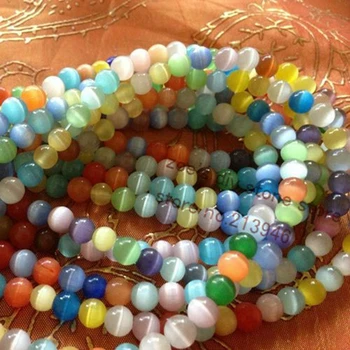 

2Strands-120Pcs/Pack 6MM Natural Cat Eye Stone Bead Strands Turkey Evil Eye Beads Semi-precious Stone