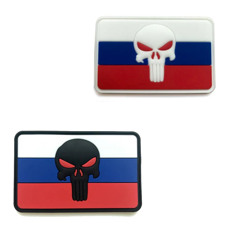 

Russian Flag Punisher Badge Armband Tactical Military Morale 3D Pvc Patch Cloth Paste Chapter Epoxy Disposable Armband 8*5cm