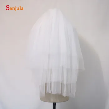 

4 Layers Ivory Tulle Bridal Veils With Comb Simple Elegant Wedding Veil Cut Edge About 95 CM Adult Veils Real P021