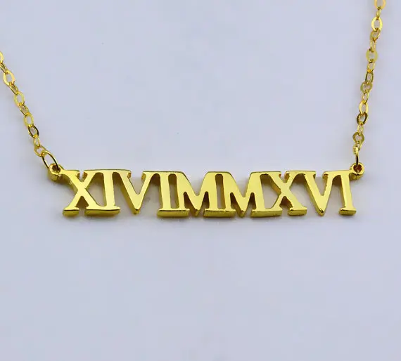 Римское ожерелье с цифрами, персонализированное, нержавеющая сталь, на заказ, римское ожерелье с кулоном в виде цифры, ювелирное изделие, подарок на день рождения