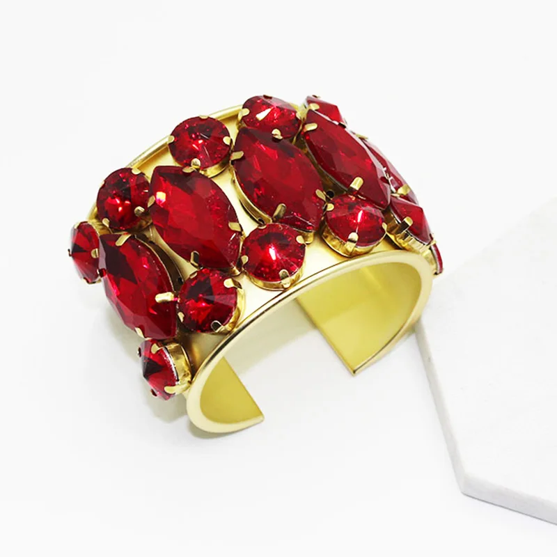 Винтажные золотые браслеты для ношения поверх рукава для женщин полный Fed кристалл горный хрусталь Открытый Широкий манжеты браслеты индийские свадебные украшения