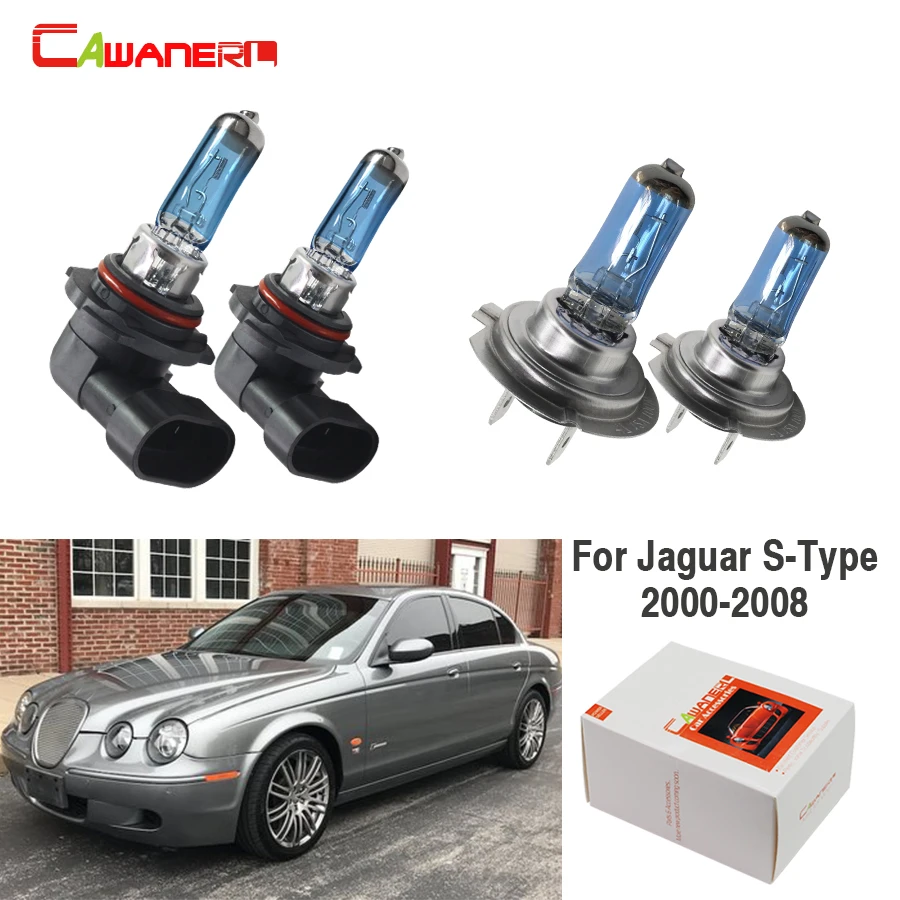 

Cawanerl 4 X 100W Car Light Headlight Halogen Bulb High Beam + Low Beam Warm White For Jaguar S-Type Sedan 2000-2008