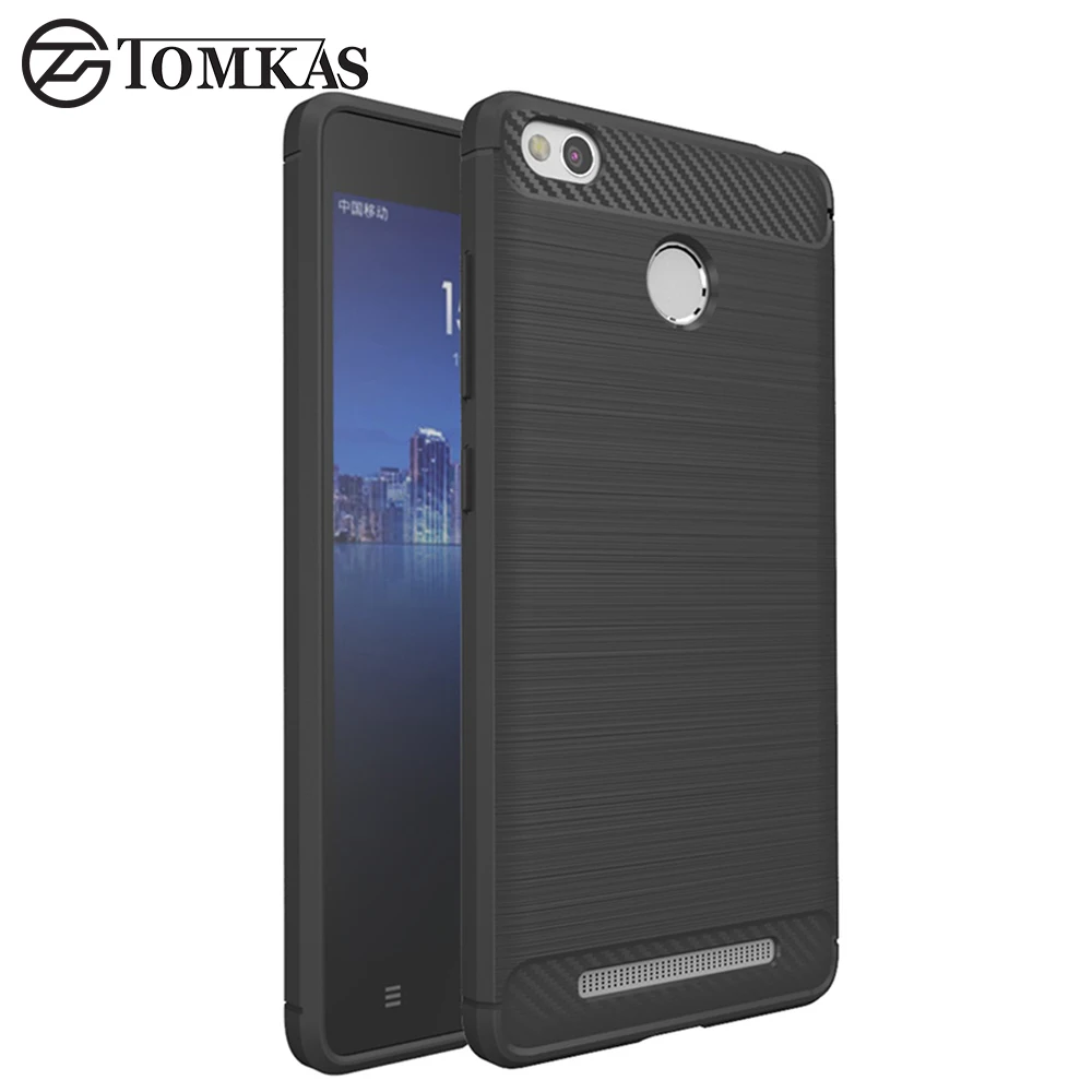 TOMKAS For Xiaomi Redmi 3S Case Silicone Luxury Carbon Fiber Texture Slim Soft TPU Cover Cell Phone |