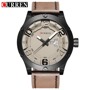 

Relogios Digital Quartz Leather Strap Wristwatch CURREN Brand Watches For Men Water Resistant Display Week And Date Hombre Clock