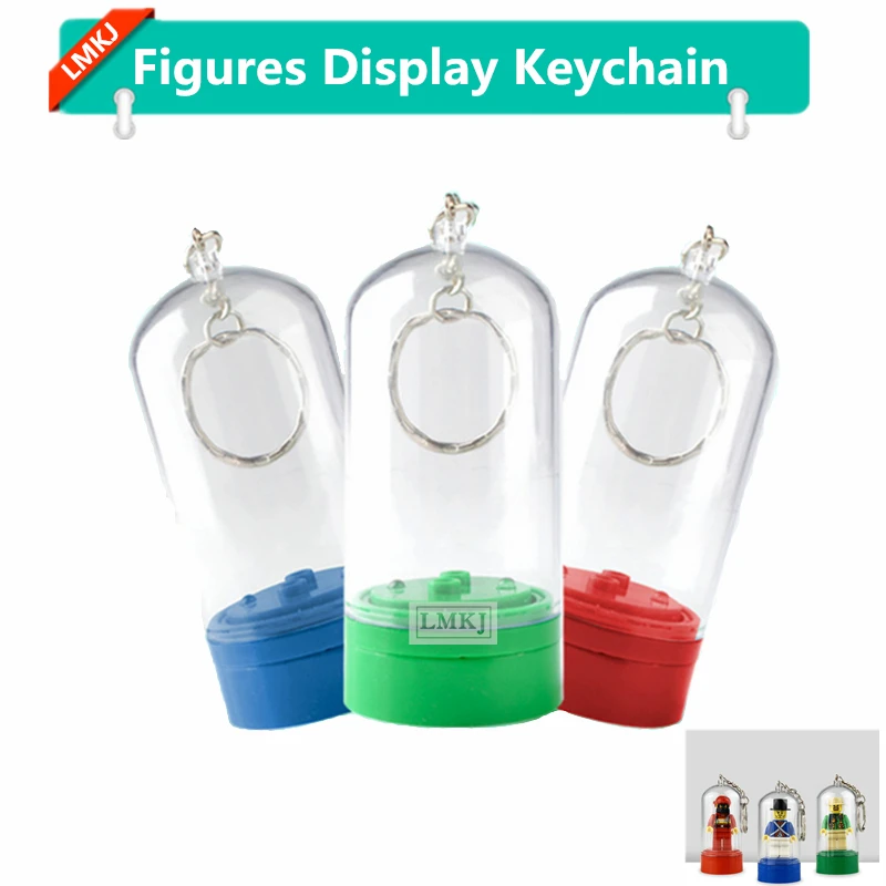 

Single Sale Figures Display Box with Keychain Key Ring Kids Toys Compatible for Legoingly Figure MOC Model Building Blocks Brick