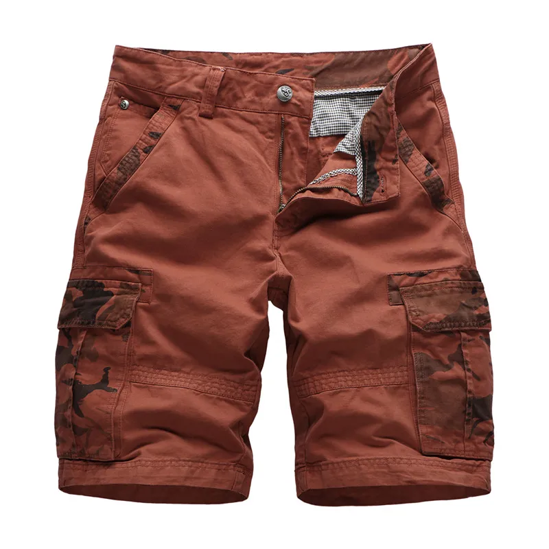 

New Men Cargo Shorts Casual Loose Short Pants Camouflage Military Summer Knee Length Multi-Pocket Plus Size Baggy Shorts Men