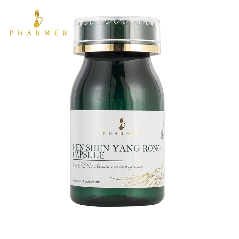 

Pharmer Ren Shen Yang Rong Capsule, Cure People with weak physique susceptibility to colds, Cure Regulate endocrine, 50pcs