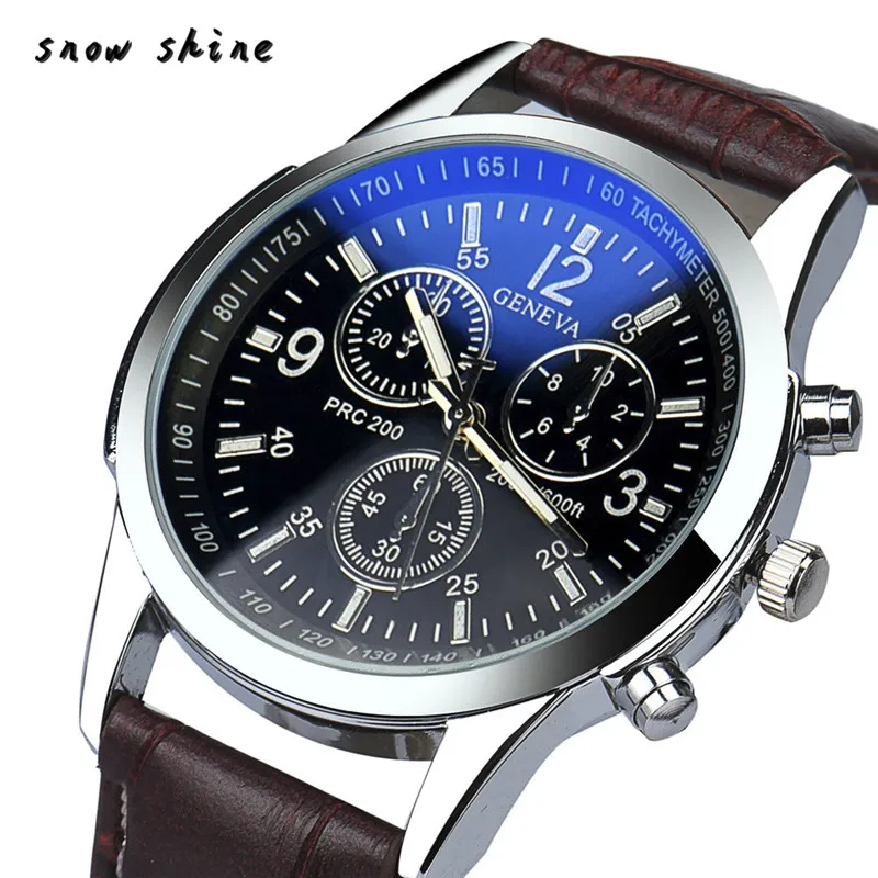 snowshine 10 men font b Luxury b font Fashion Faux Leather Mens Analog Watch Watches free