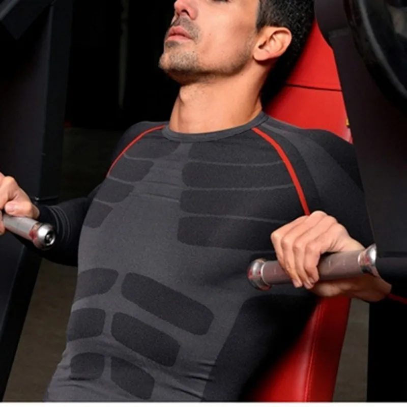 Профессиональный Мужской компрессионный базовый слой с длинными рукавами, спортивные рубашки для фитнеса, спортивные топы